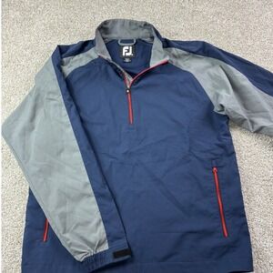 FootJoy Mens Medium 1/4 Zip Golf Pullover Navy‎ Windbreaker Jacket Athletic Logo